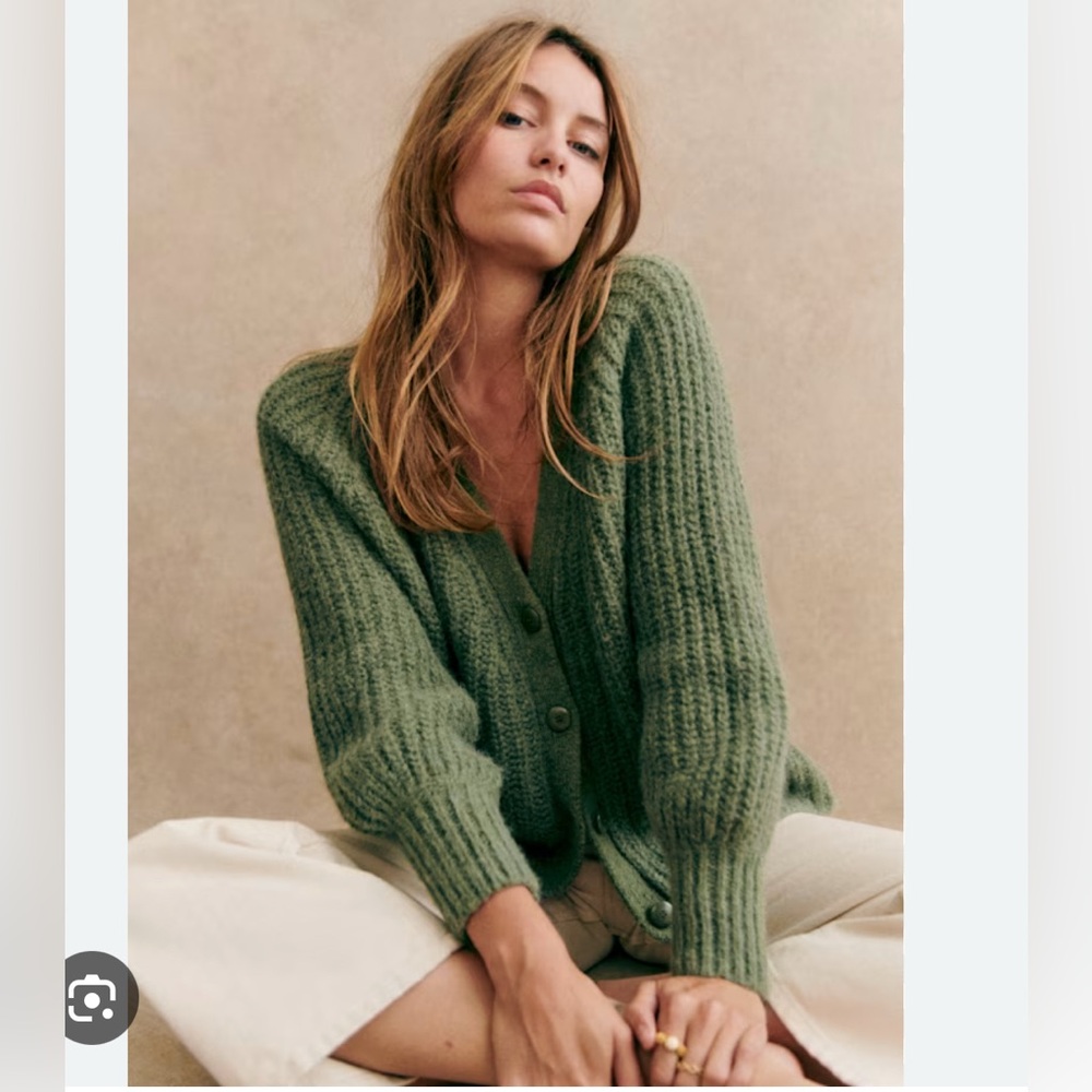 Sézane Achilles khaki green cardigan